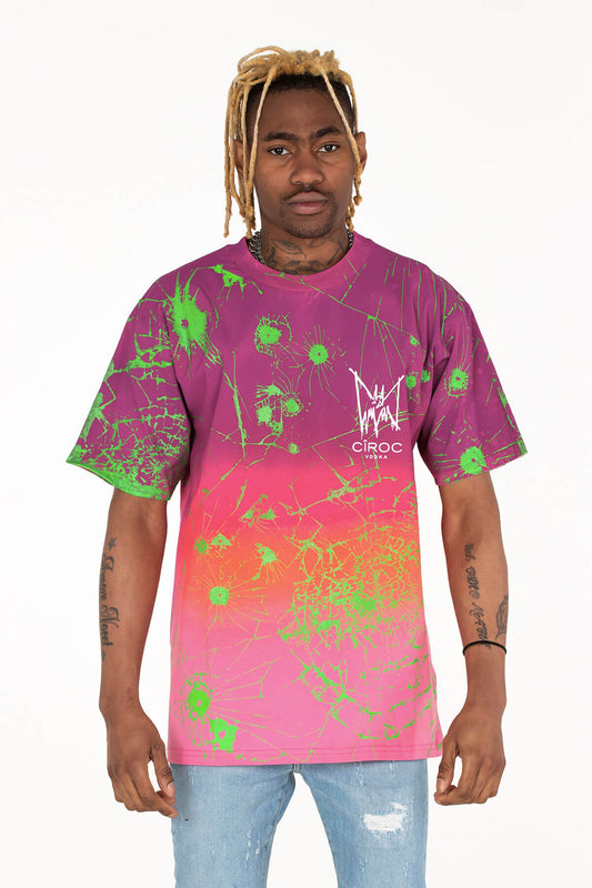 MJB X CIROC Festival T Shirt Multi Ombre Purple/Pink/ Ombre/ Lime Green - MJB