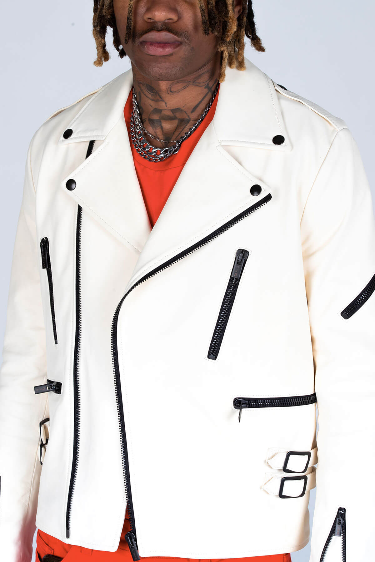 MJB CLASSIC BIKER JACKET - WHITE - JACKET - A/W 2020 - MJB