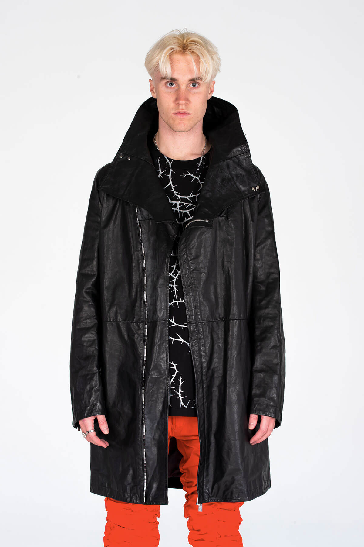 HOODED LEATHER PARKA JACKET - BLACK - JACKET - A/W 2020 - MJB