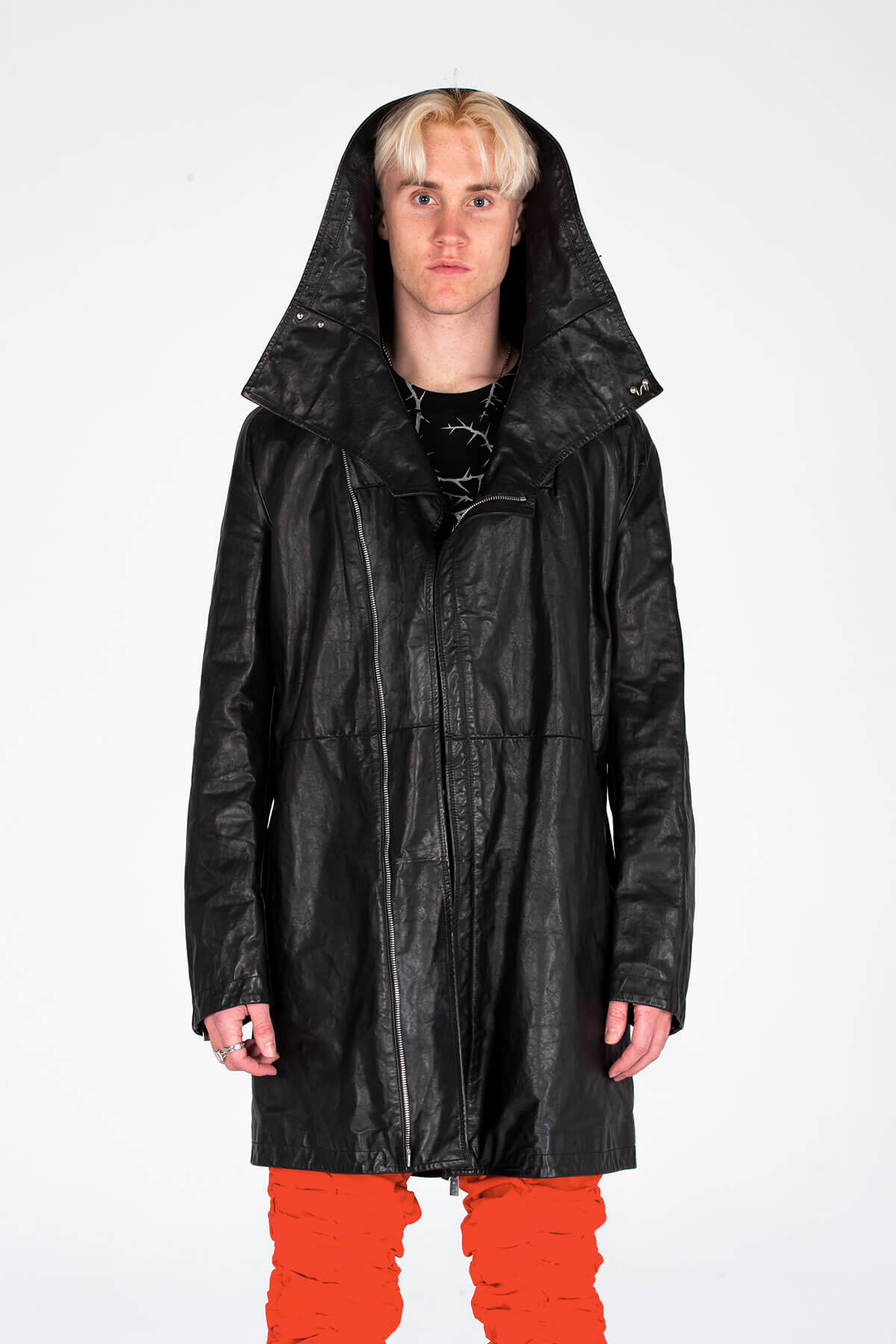 HOODED LEATHER PARKA JACKET - BLACK - JACKET - A/W 2020 - MJB