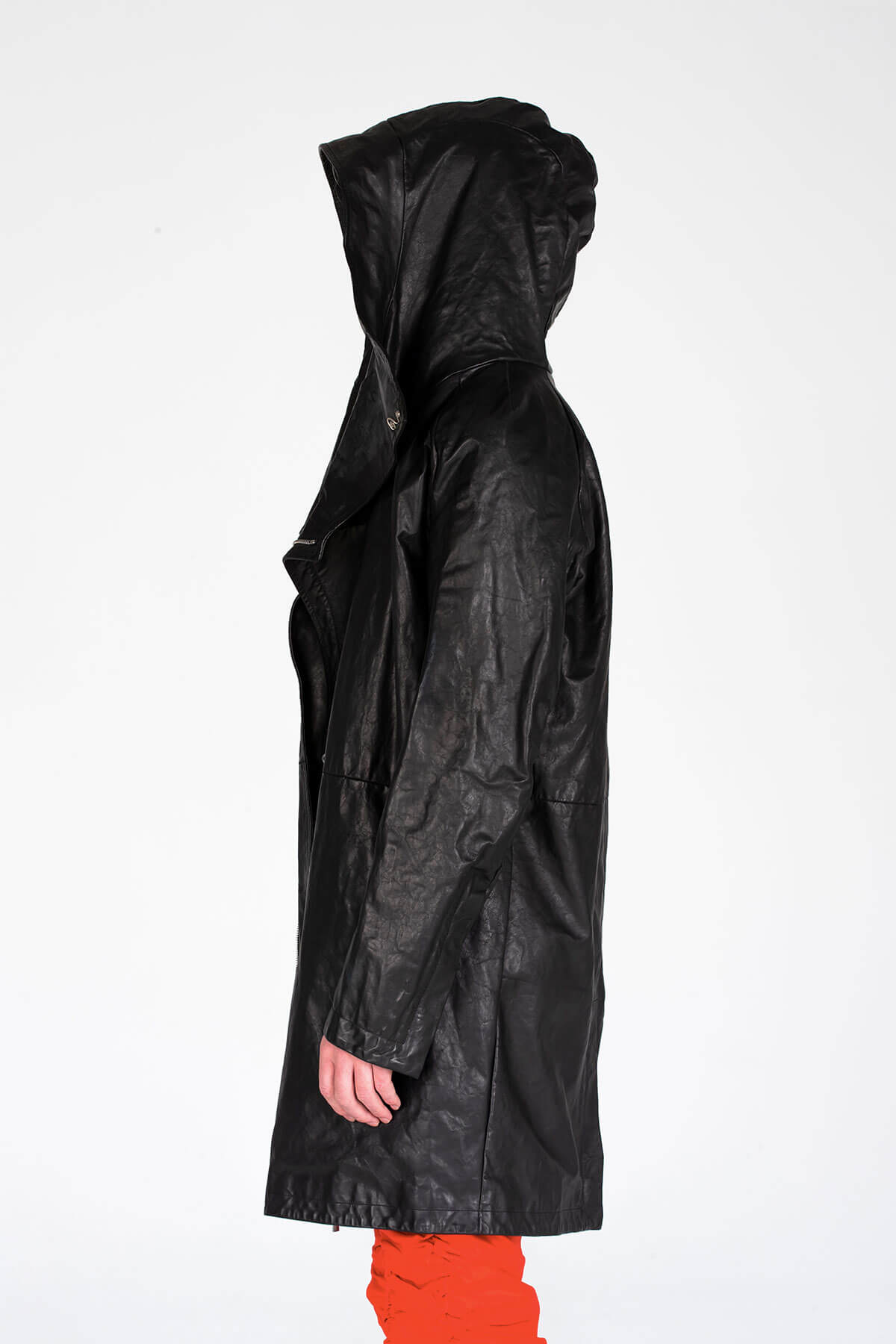 HOODED LEATHER PARKA JACKET - BLACK - JACKET - A/W 2020 - MJB
