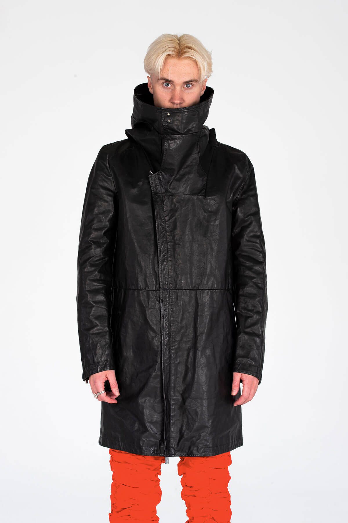 HOODED LEATHER PARKA JACKET - BLACK - JACKET - A/W 2020 - MJB