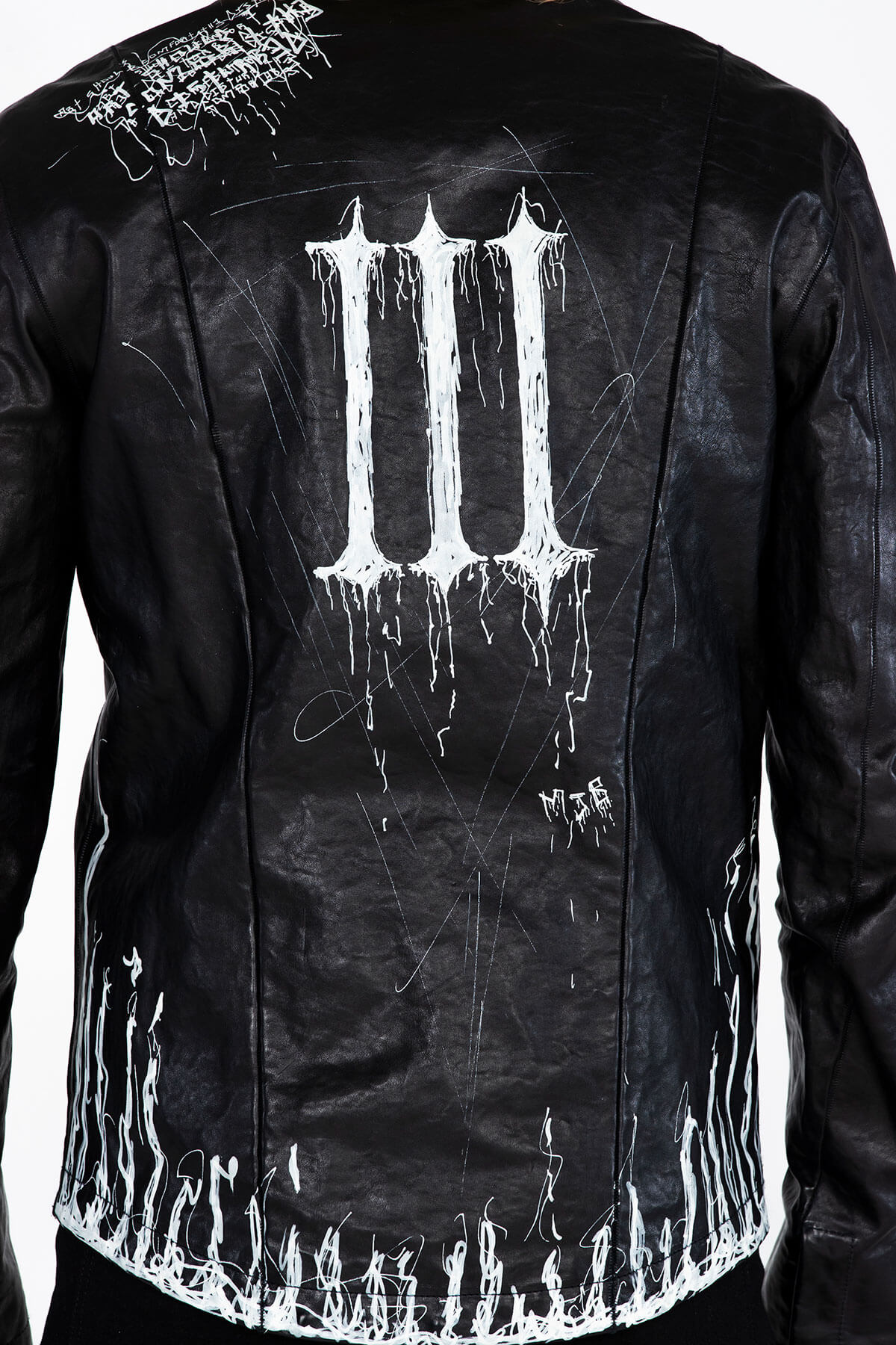 GOTHIC PRINT BIKER JACKET – HAND PAINTED - ARCHIVE JACKET - MJB