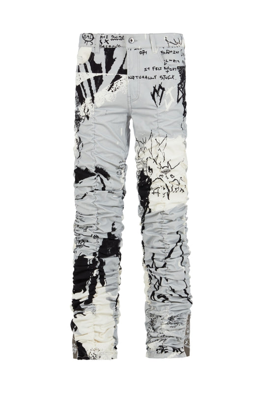 GRAFFITI ART DIGITALLY PRINTED ELASTICATED STACK PANTS