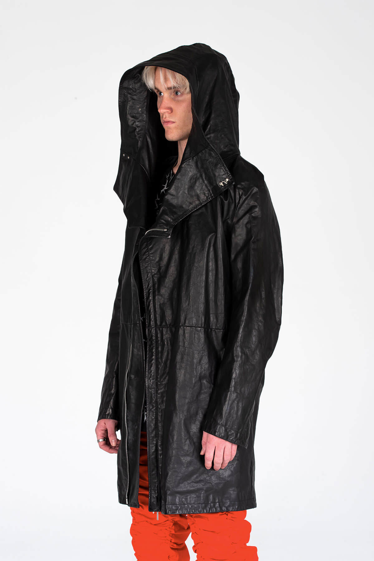 HOODED LEATHER PARKA JACKET - BLACK - JACKET - A/W 2020 - MJB