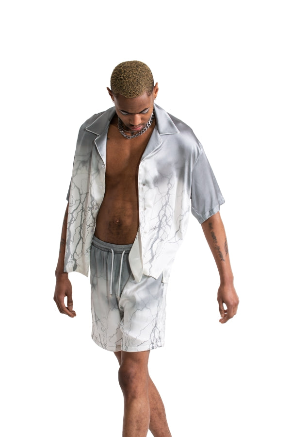 GREY LIGHTNING SILK SHORTS - MJB