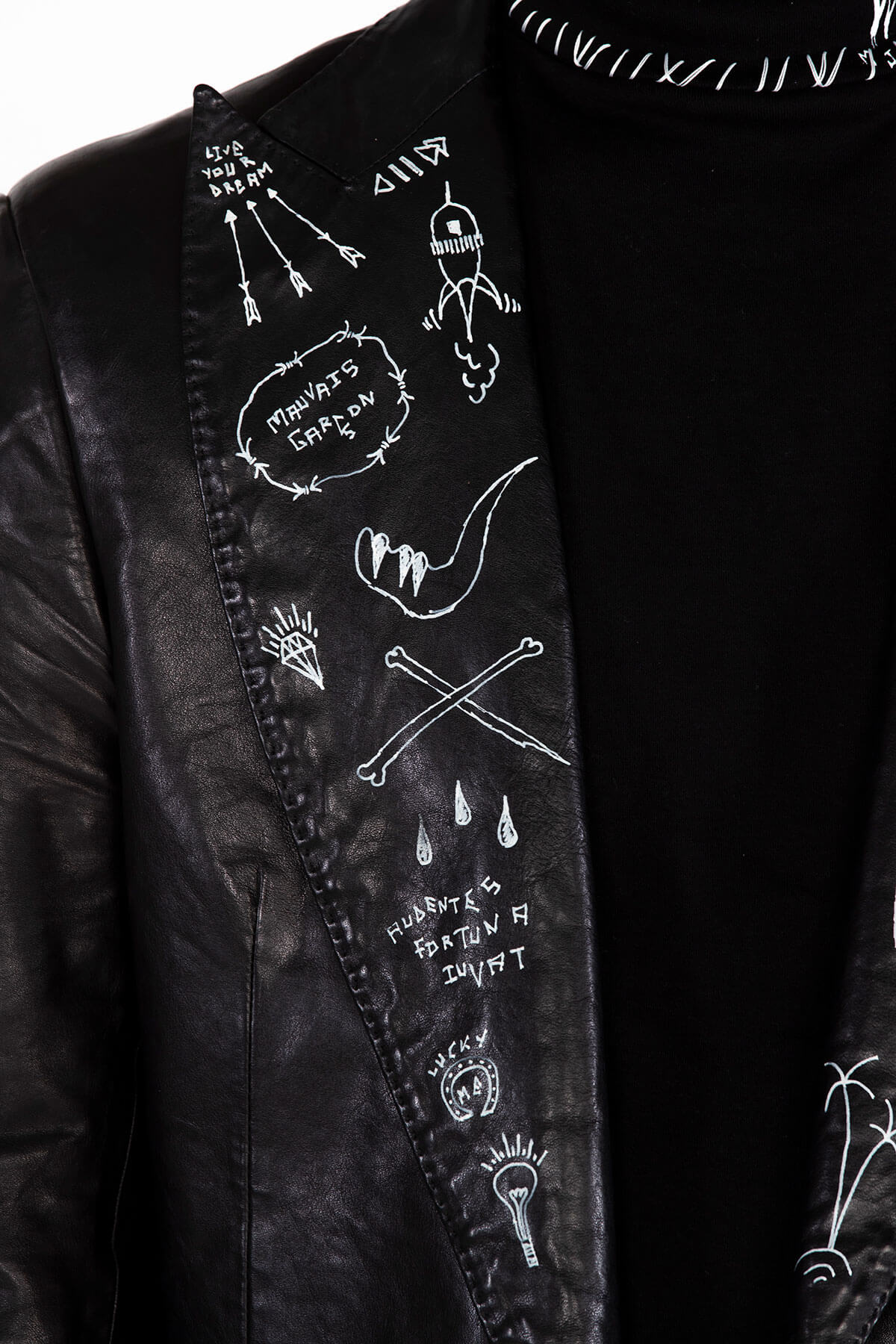 CLASSIC LEATHER JACKET – HAND PAINTED - ARCHIVE JACKET - MJB