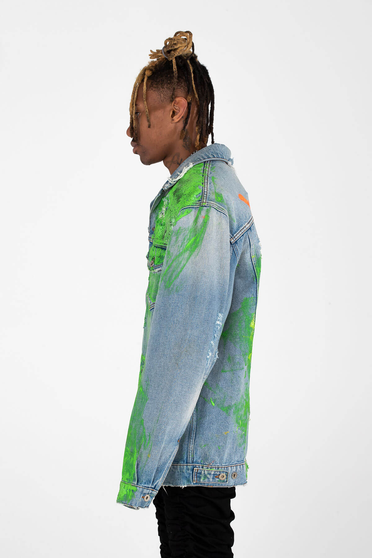 PAX DENIM JACKET - GLITTER SILK SCREEN FINISH - ARCHIVE JACKET - MJB