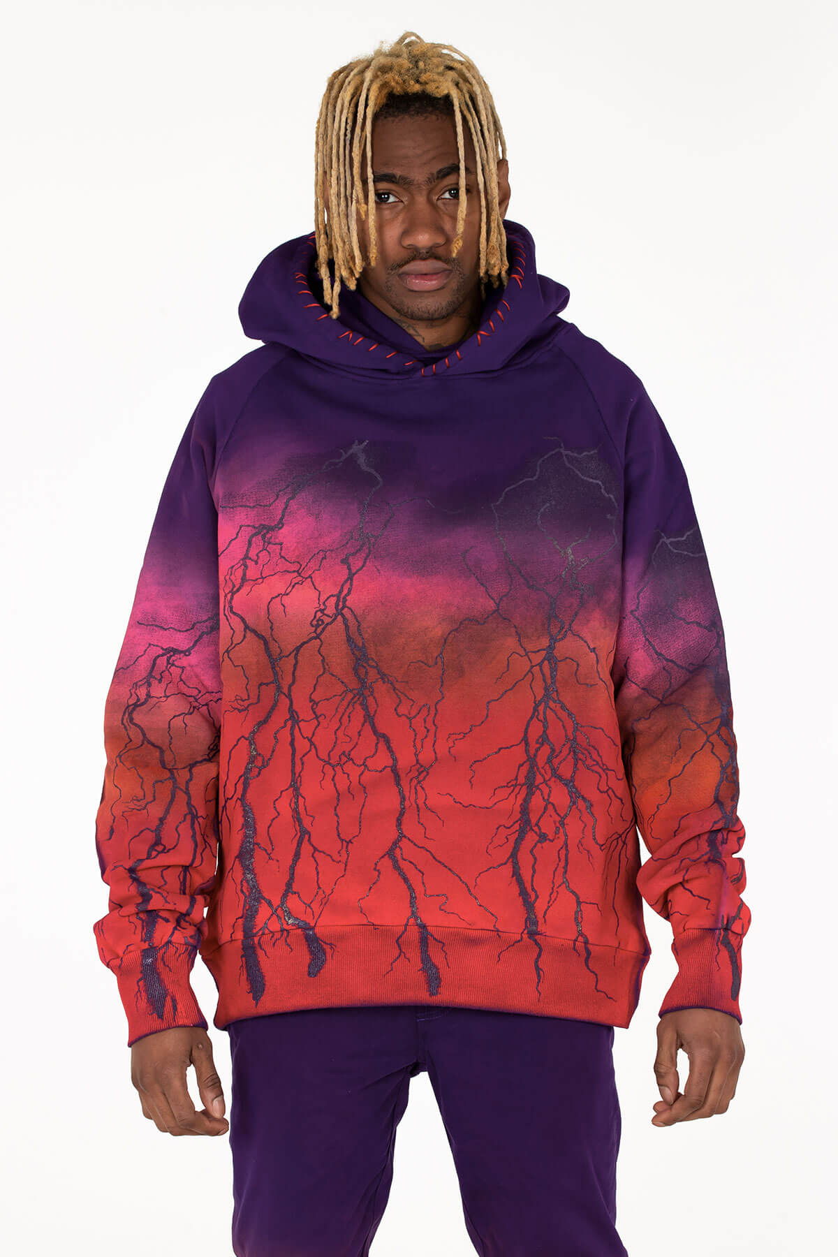 DOUBLE HOODIE HAND SPRAYED AND CRAFTED OMBRE LIGHTNING - MJB