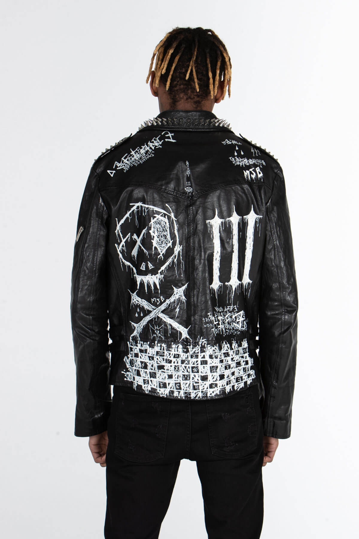 STUDDED BIKER JACKET – HAND PAINTED - MJB