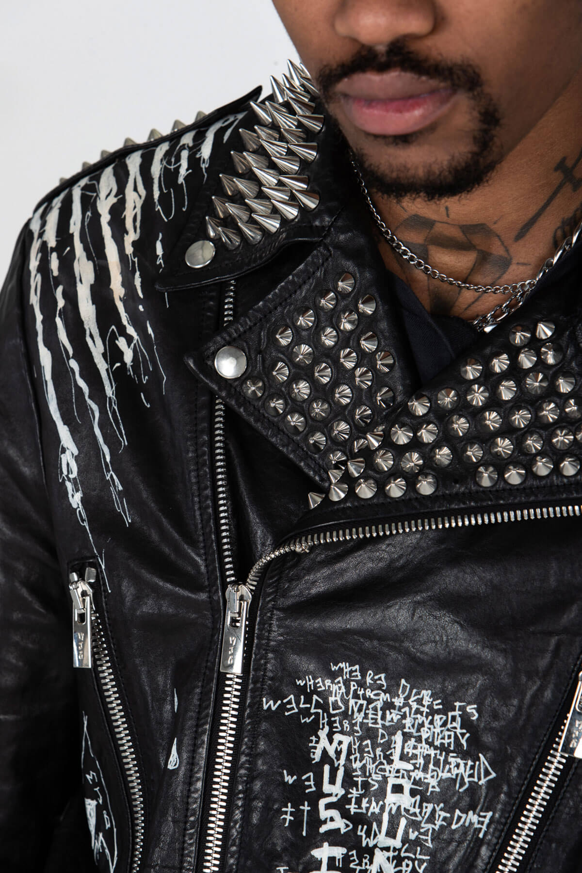 MandiMacabre Custom Punk Studded Spiked Painted Jacket | Leather/Denim | Official Website in Description