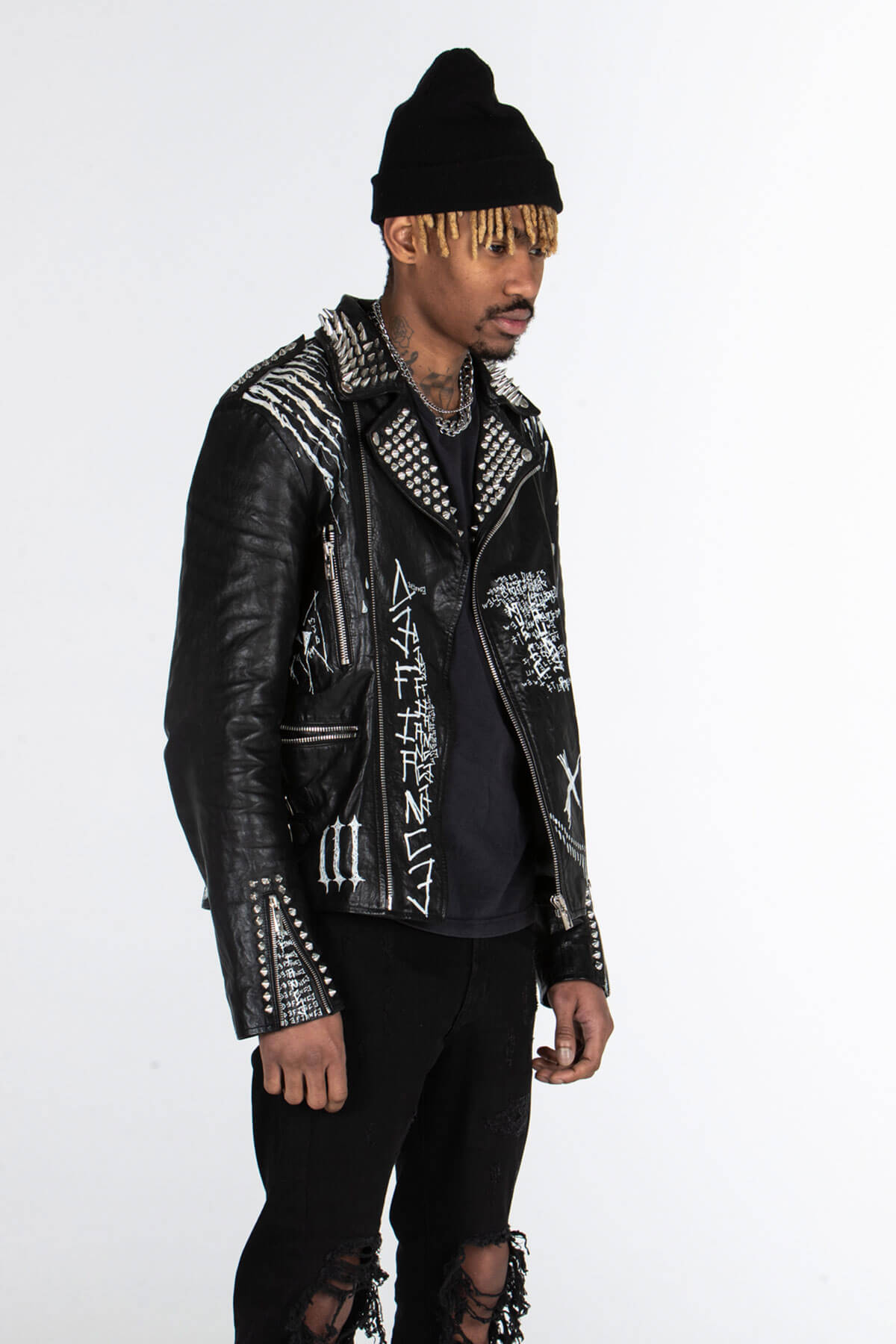 STUDDED BIKER JACKET – HAND PAINTED - MJB