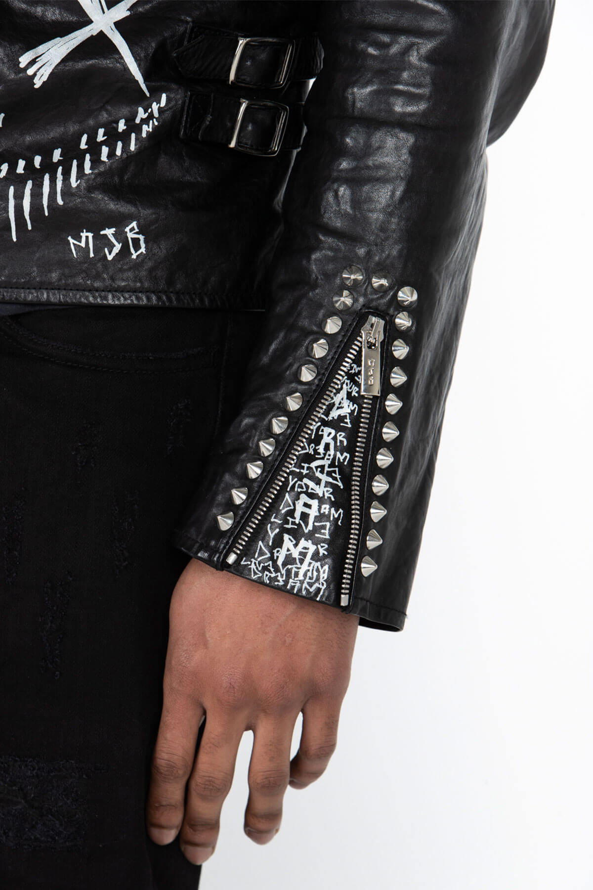STUDDED BIKER JACKET – HAND PAINTED - MJB