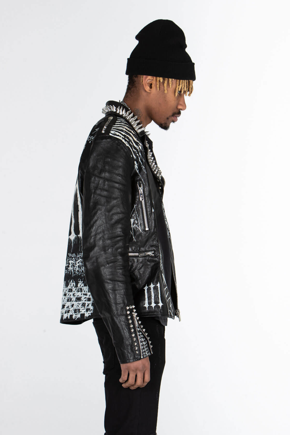 STUDDED BIKER JACKET – HAND PAINTED - MJB